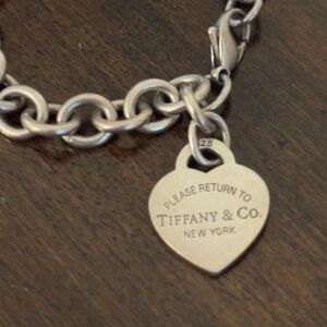 Tiffany & Co. 925 Silver Chain Bracelet with Heart Charm